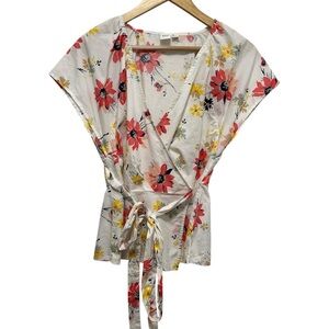 GAP NWOT Cotton Floral Wrap Top Size XS